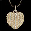 Image 1 : 3 ctw Micro Pave VS/SI Diamond Designer Heart Necklace 18k Yellow Gold - REF-200F2M