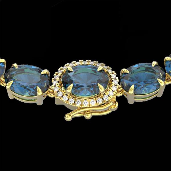 45.25 ctw London Blue Topaz & VS/SI Diamond Micro Necklace 14k Yellow Gold - REF-263Y6X