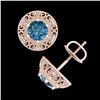 Image 3 : 1.31 ctw Fancy Intense Blue Diamond Art Deco Earrings 18k Rose Gold - REF-149M3G