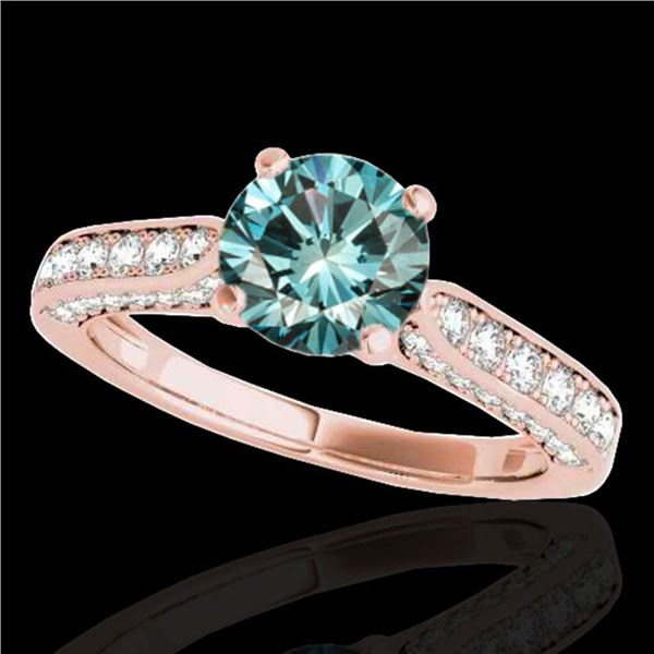 1.6 ctw SI Certified Fancy Blue Diamond Solitaire Ring 10k Rose Gold - REF-135F2M