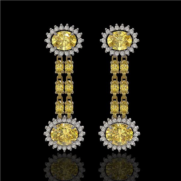 8.35 ctw Citrine & Diamond Earrings 14K Yellow Gold - REF-144W2H