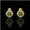 Image 1 : 4.39 ctw Tourmaline & Diamond Victorian Earrings 14K Yellow Gold - REF-131M8G