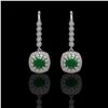 Image 1 : 5.1 ctw Certified Emerald & Diamond Victorian Earrings 14K White Gold - REF-172A8N