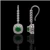 Image 2 : 5.1 ctw Certified Emerald & Diamond Victorian Earrings 14K White Gold - REF-172A8N