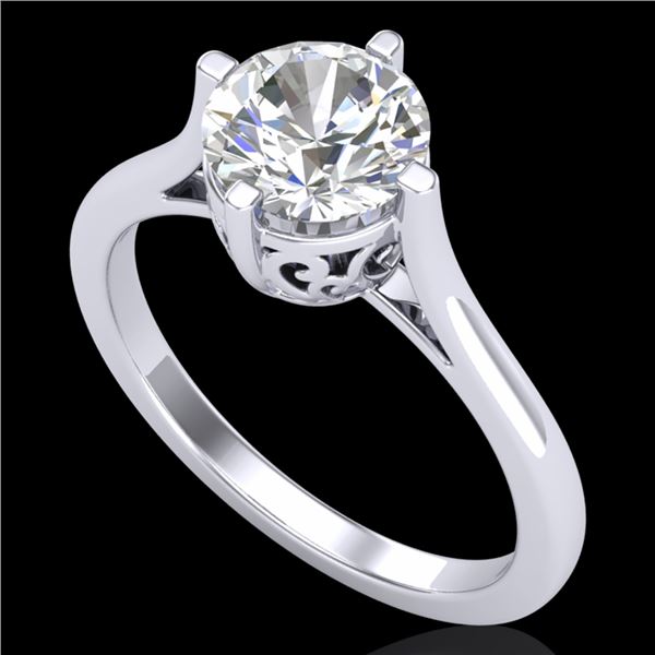 1.25 ctw VS/SI Diamond Solitaire Art Deco Ring 18k White Gold - REF-490H9R