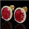 Image 1 : 6 ctw Ruby & Micro Pave VS/SI Diamond Certified Earrings 18k Yellow Gold - REF-101F6M