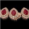 Image 3 : 121.42 ctw Certified Ruby & Diamond Victorian Necklace 14K Rose Gold - REF-3416R5K