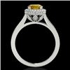 Image 2 : 2.03 ctw Certified SI/I Fancy Intense Yellow Diamond Ring 10k White Gold - REF-334M3G