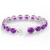 Image 3 : 78 ctw Amethyst & Micro Pave Diamond Bracelet 14k White Gold - REF-218W2H