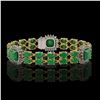 Image 1 : 21.83 ctw Emerald & Diamond Bracelet 14K Yellow Gold - REF-294G4W