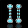 Image 1 : 7.39 ctw Turquoise & Diamond Earrings 14K Rose Gold - REF-143F3M