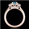 Image 3 : 1.5 ctw Intense Blue Diamond Art Deco 3 Stone Ring 18k Rose Gold - REF-174M5G