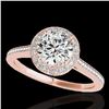 Image 1 : 2.03 ctw Certified Diamond Solitaire Halo Ring 10k Rose Gold - REF-375X2A