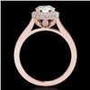 Image 2 : 2.03 ctw Certified Diamond Solitaire Halo Ring 10k Rose Gold - REF-375X2A