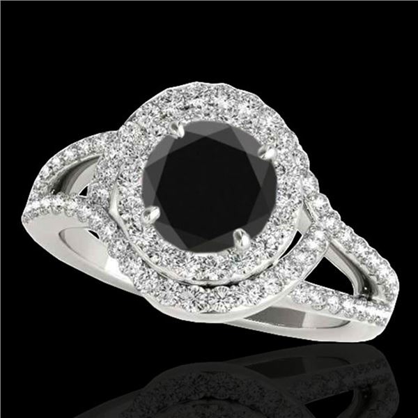 1.9 ctw Certified VS Black Diamond Solitaire Halo Ring 10k White Gold - REF-74N2F