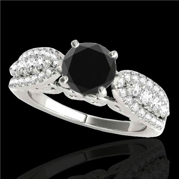 1.7 ctw Certified VS Black Diamond Solitaire Ring 10k White Gold - REF-75H2R