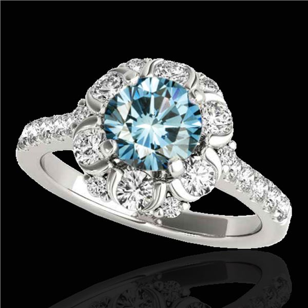 2.05 ctw SI Certified Fancy Blue Diamond Halo Ring 10k White Gold - REF-156Y8X