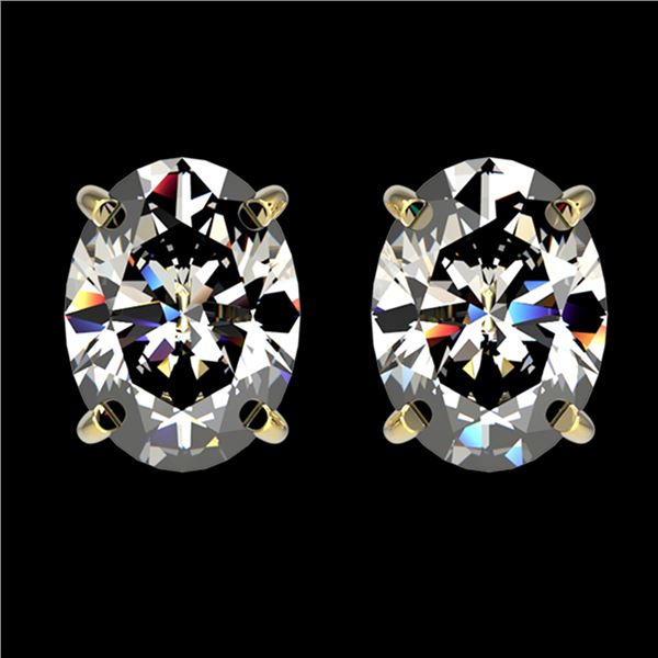 2.50 ctw Certified VS/SI Quality Oval Diamond Stud Earrings 10k Yellow Gold - REF-601G4W