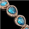 Image 3 : 20.3 ctw Swiss Topaz & Diamond Micro Pave Halo Bracelet 10k Rose Gold - REF-286H2R