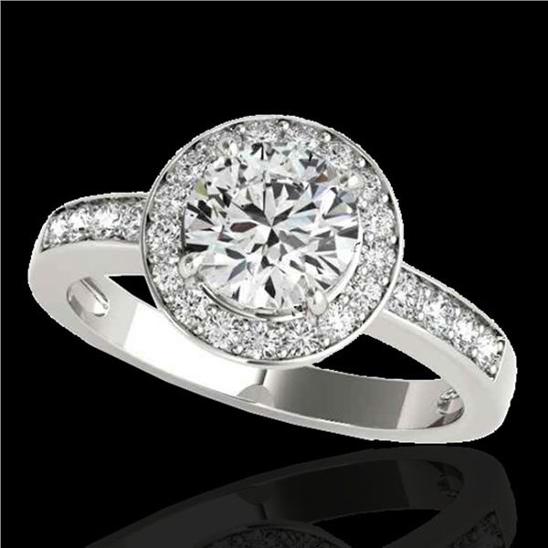 1.4 ctw Certified Diamond Solitaire Halo Ring 10k White Gold - REF-200N5F