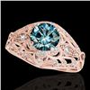 Image 1 : 1.36 ctw SI Certified Blue Diamond Solitaire Antique Ring 10k Rose Gold - REF-129X5A
