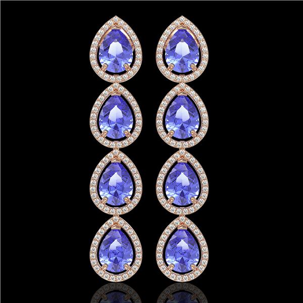 11.2 ctw Tanzanite & Diamond Micro Pave Halo Earrings 10k Rose Gold - REF-286X9A