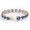 Image 3 : 79 ctw London Blue Topaz & Micro Diamond Bracelet 14k Rose Gold - REF-272M2G
