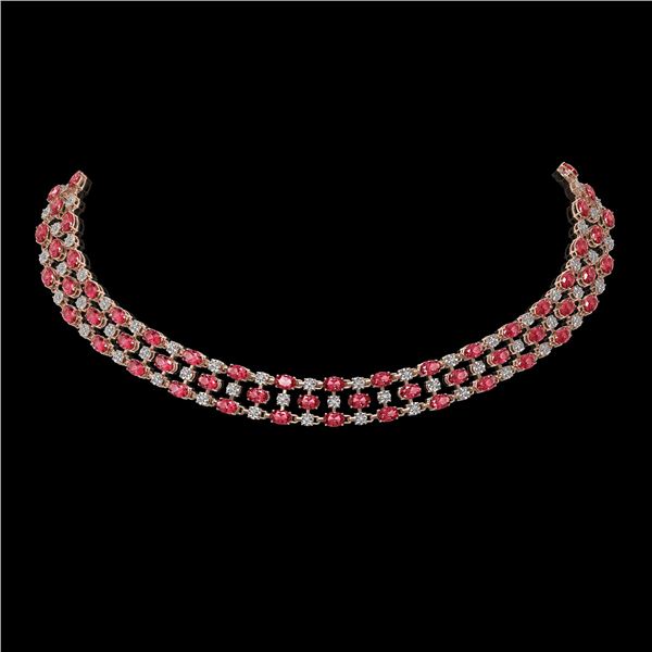 37.97 ctw Tourmaline & Diamond Necklace 10K Rose Gold - REF-627N3F