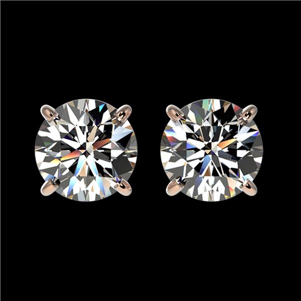 1.59 ctw Certified Quality Diamond Stud Earrings 10k Rose Gold - REF-127W5H