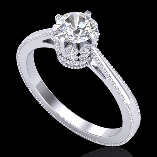 0.81 ctw VS/SI Diamond Art Deco Ring 18k White Gold - REF-140G9W