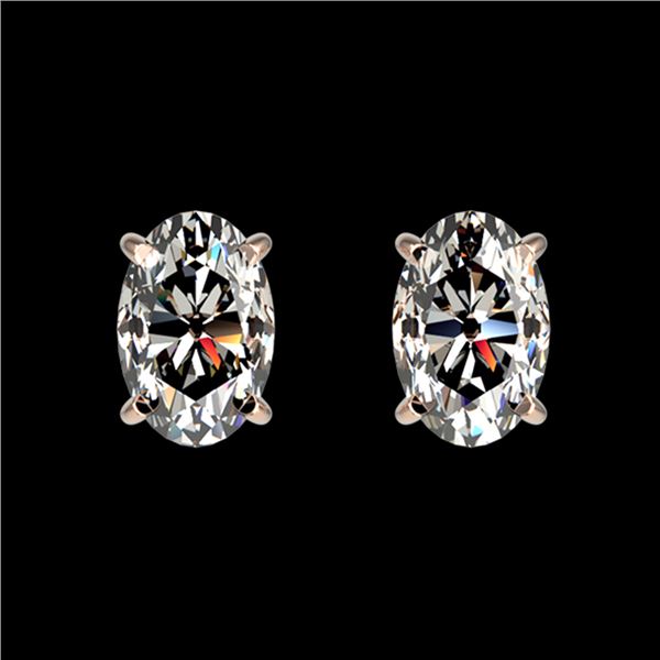 1 ctw Certified VS/SI Quality Oval Diamond Stud Earrings 10k Rose Gold - REF-120G3W