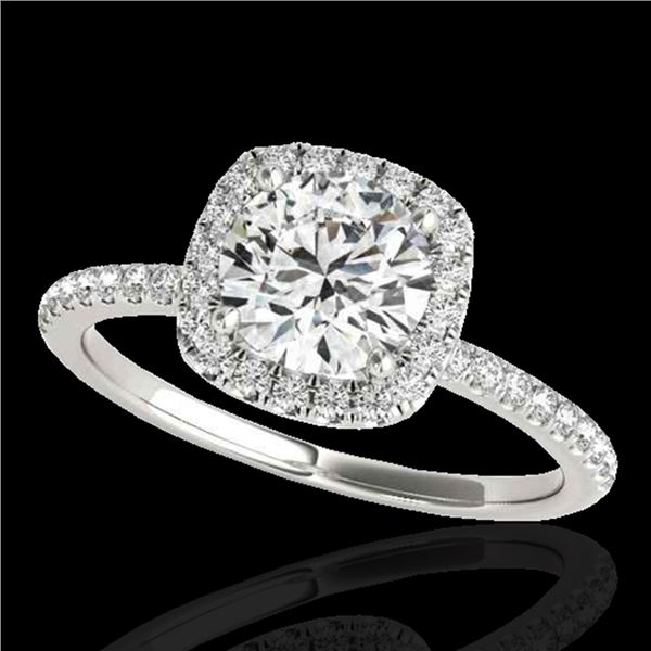 1.5 ctw Certified Diamond Solitaire Halo Ring 10k White Gold - REF-238W6H