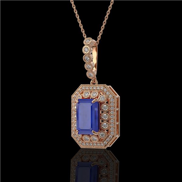 7.18 ctw Sapphire & Diamond Victorian Necklace 14K Rose Gold - REF-172R8K