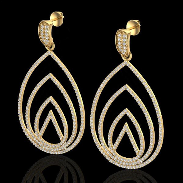 2.50 ctw Micro Pave VS/SI Diamond Designer Earrings 18k Yellow Gold - REF-277M6G