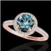 Image 1 : 1.4 ctw SI Certified Fancy Blue Diamond Solitaire Halo Ring 10k Rose Gold - REF-129R5K
