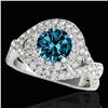 Image 1 : 2 ctw SI Certified Blue Diamond Solitaire Halo Ring 10k White Gold - REF-211G4W