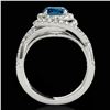 Image 2 : 2 ctw SI Certified Blue Diamond Solitaire Halo Ring 10k White Gold - REF-211G4W
