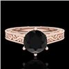 Image 2 : 1 ctw Fancy Black Diamond Engagment Art Deco Ring 18k Rose Gold - REF-105F5M