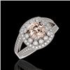 Image 1 : 2.29 ctw Certified Morganite & Diamond Victorian Ring 14K White Gold - REF-107M3G