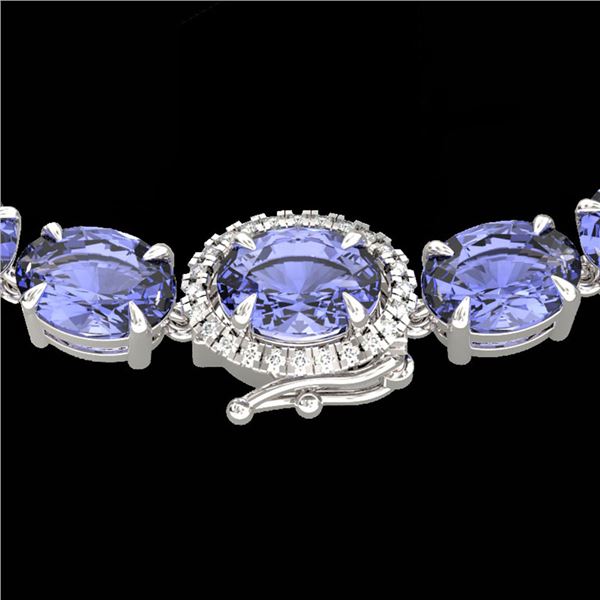 80 ctw Tanzanite & VS/SI Diamond Micro Necklace 14k White Gold - REF-890Y9X