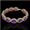 Image 2 : 24 ctw Amethyst & Micro Pave VS/SI Diamond Bracelet 10k Yellow Gold - REF-360R2K