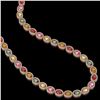 Image 2 : 31.96 ctw Multi Color Sapphire & Diamond Micro Pave Necklace 10k Rose Gold - REF-674X4A