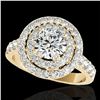 Image 1 : 3 ctw Certified Diamond Solitaire Halo Ring 10k Yellow Gold - REF-422Y8X