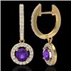 Image 2 : 1.75 ctw Amethyst & Micro Pave VS/SI Diamond Earrings 18k Yellow Gold - REF-86F2M