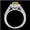 Image 2 : 2.35 ctw Certified SI/I Fancy Intense Yellow Diamond Ring 10k White Gold - REF-252M3G