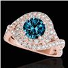 Image 1 : 2 ctw SI Certified Blue Diamond Solitaire Halo Ring 10k Rose Gold - REF-211H4R