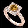 Image 1 : 1.1 ctw Intense Fancy Yellow Diamond Art Deco Ring 18k Rose Gold - REF-169A3N
