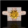 Image 2 : 1.1 ctw Intense Fancy Yellow Diamond Art Deco Ring 18k Rose Gold - REF-169A3N