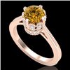 Image 1 : 1.5 ctw Intense Fancy Yellow Diamond Art Deco Ring 18k Rose Gold - REF-209H3R