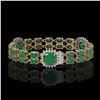 Image 2 : 21.83 ctw Emerald & Diamond Bracelet 14K Rose Gold - REF-294F4M